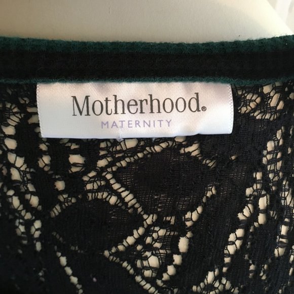 MOTHERHOOD MATERNITY Striped Waffle Thermal Shirt with Lace yoke SZ S - Picture 9 of 10